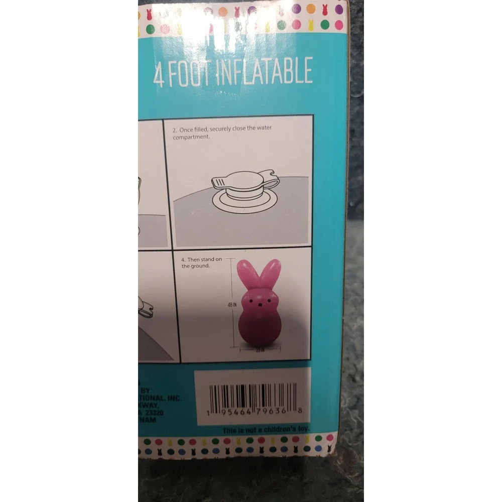 PEEPS‎ 4' Foot Inflatable Pink Yard Easter Bunny Blow-Up NWT and Sealed
